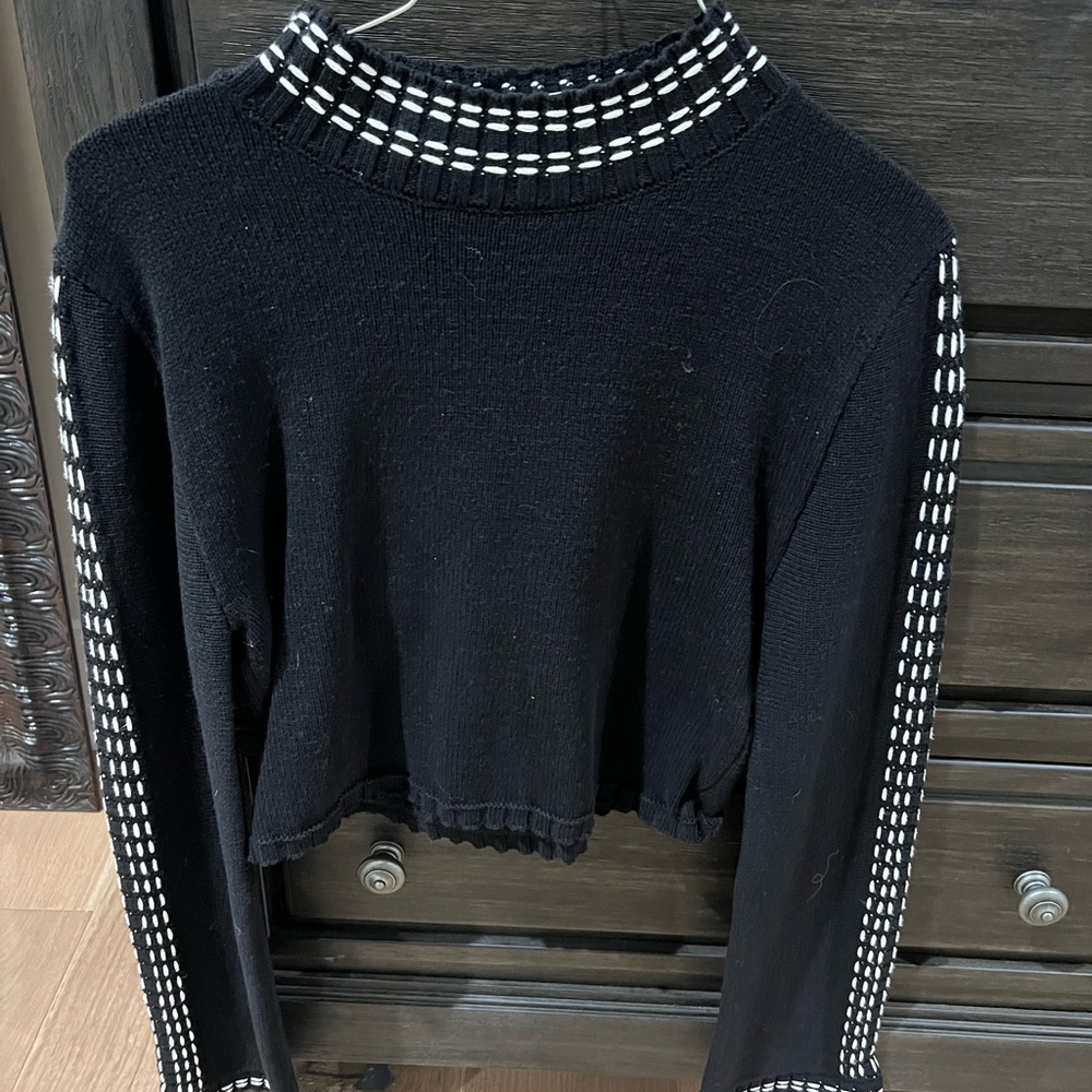 Altar'd State Black Knit Sweater with White Accents